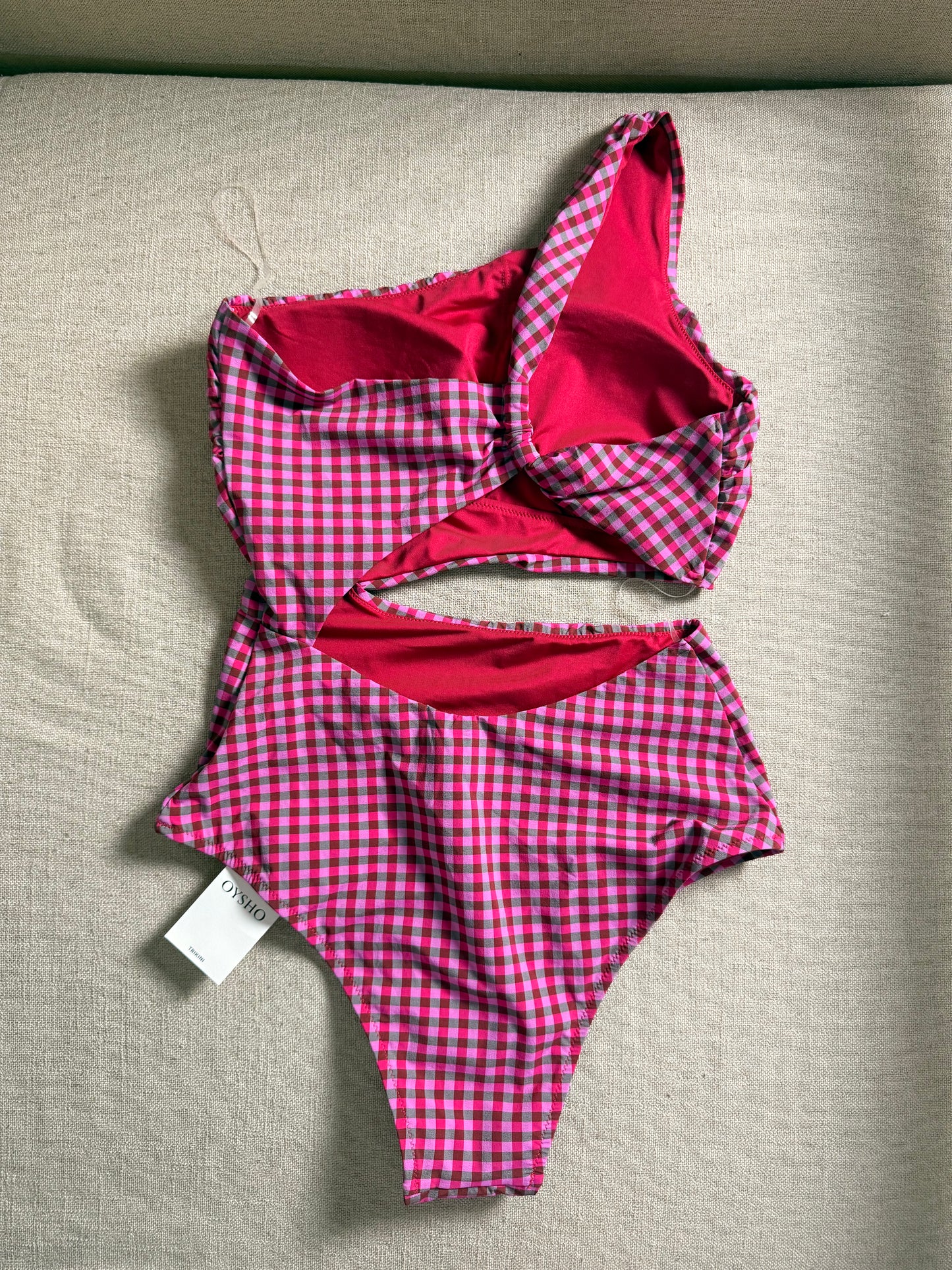 Oysho one-piece swim, size S, vichy pattern